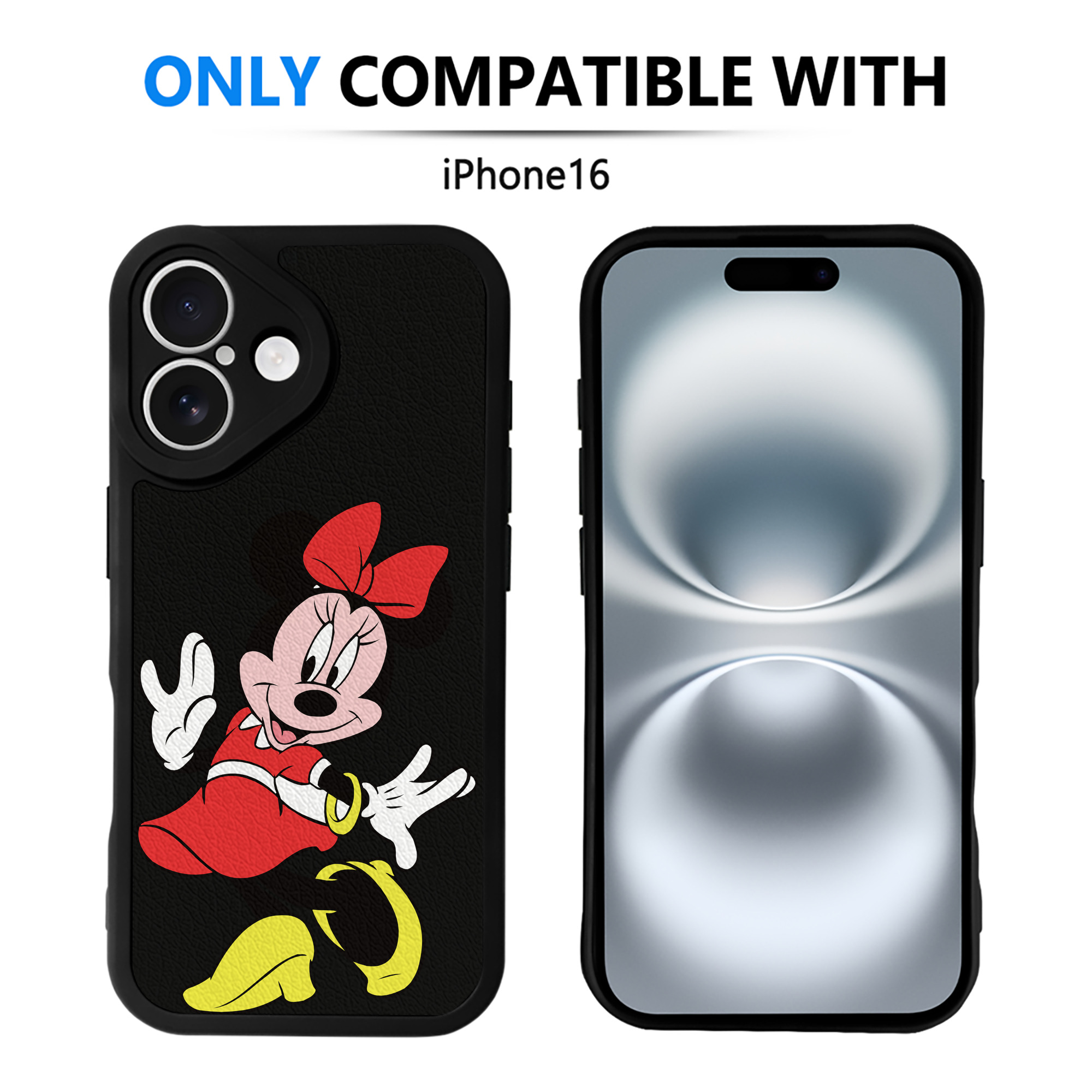 （画像用） ミッキーマウス Mickey Mouse 【iPhone 16シリーズ対応】シリコンスマホケース（レザー調） 材質：シリコン